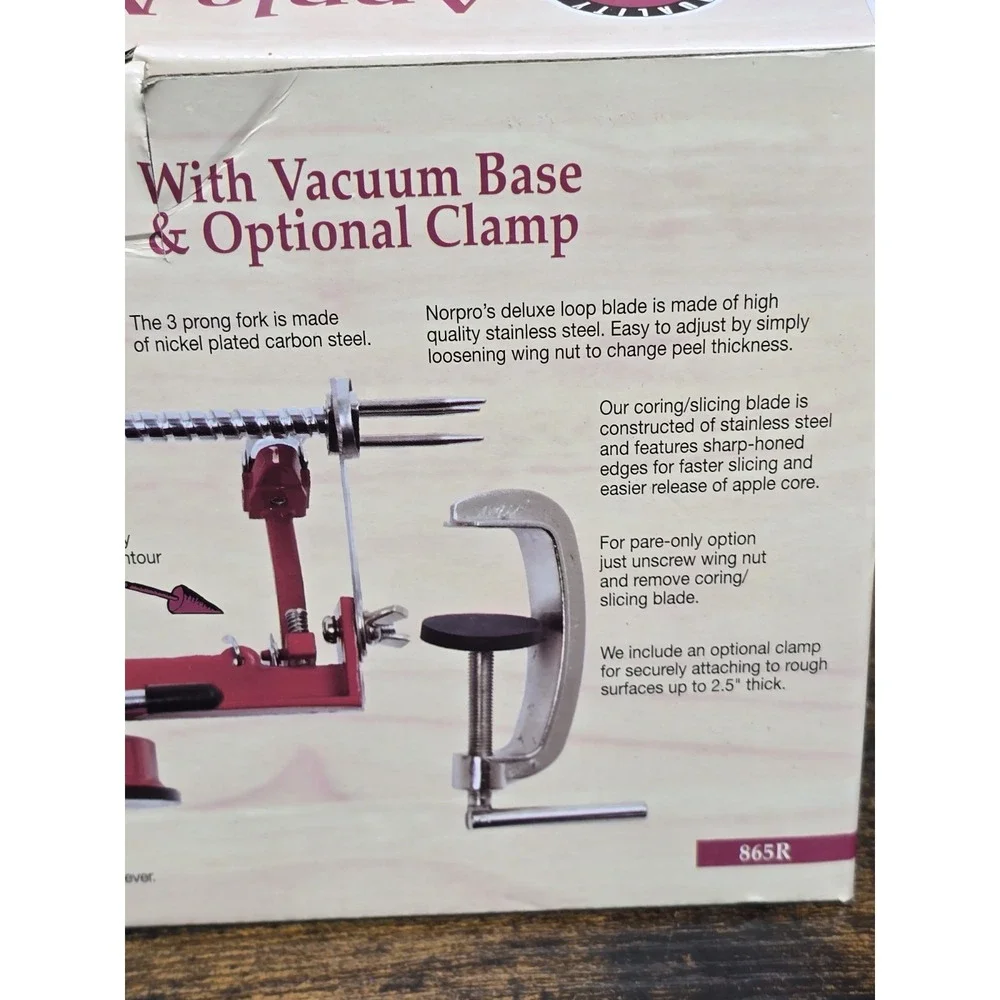 Norpro‎ Apple Master Peeler Parer Slicer & Corer w Blade 866R Vacuum Base